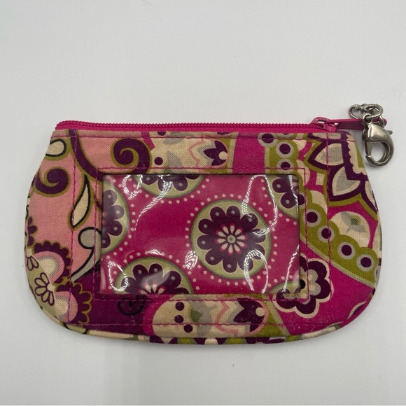 Vera Bradley Trifold Pocket Wallet Capri Blue & Very Berry Paisley Zipper Coin - Picture 3 of 15